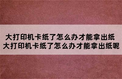 大打印机卡纸了怎么办才能拿出纸 大打印机卡纸了怎么办才能拿出纸呢